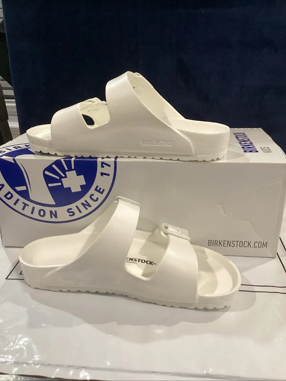Birkenstock Arizona EVA Kids White Sandals EU 32 US 1-1.5 NIB